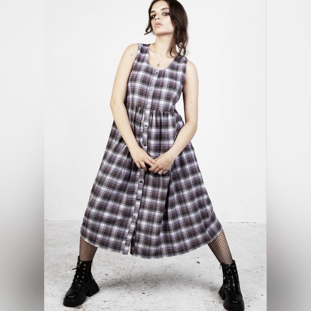 Disturbia Purple Plaid Midi Dress